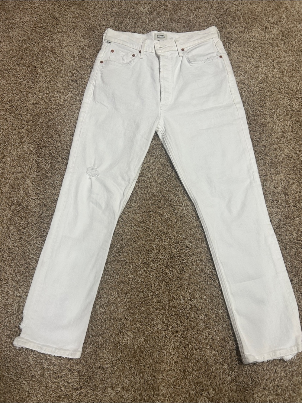 Citizens Of Humanity White Straight-Leg Jeans Jolene